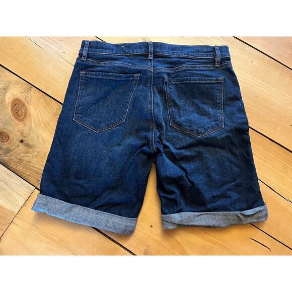 Loft Shorts Womens Size 26/2 Roll Cuff Denim Jean Mid Rise Bermuda summer dark - Picture 2 of 6